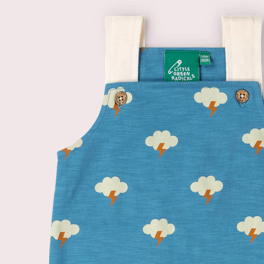 Organic Cotton Shortalls - Blue Clouds | Little Green Radicals
