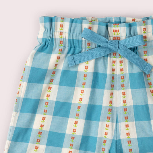 Organic Cotton Girls' Shorts - Blue Flowers | Little Green Radicals