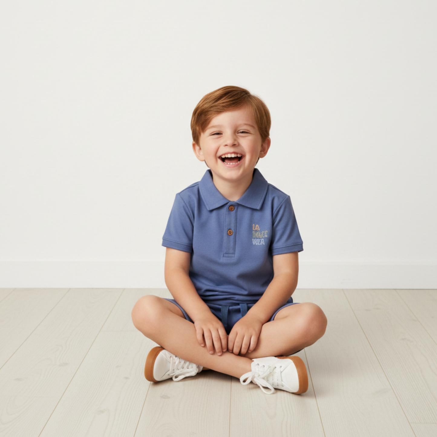 Organic Cotton Polo Shirt & Shorts Set - Slate
