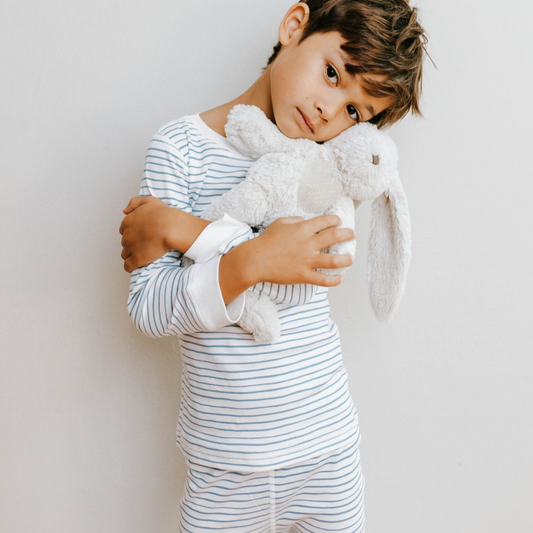 DoDo Banana Organic Pima Cotton Pajama Set- Blue Stripe