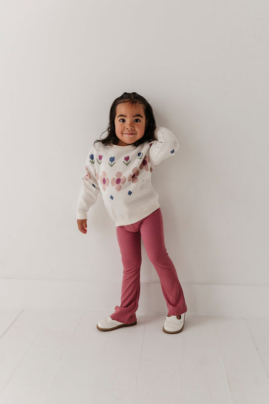 Cotton Knit Sweater - Tulip Intarsia