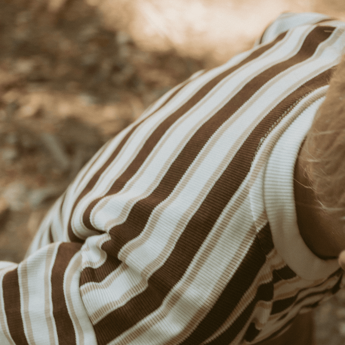 Organic Cotton Henley Tee - Cocoa Stripe