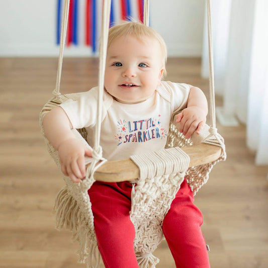 Finn + Emma organic Short-sleeved bodysuit- little sparkler*