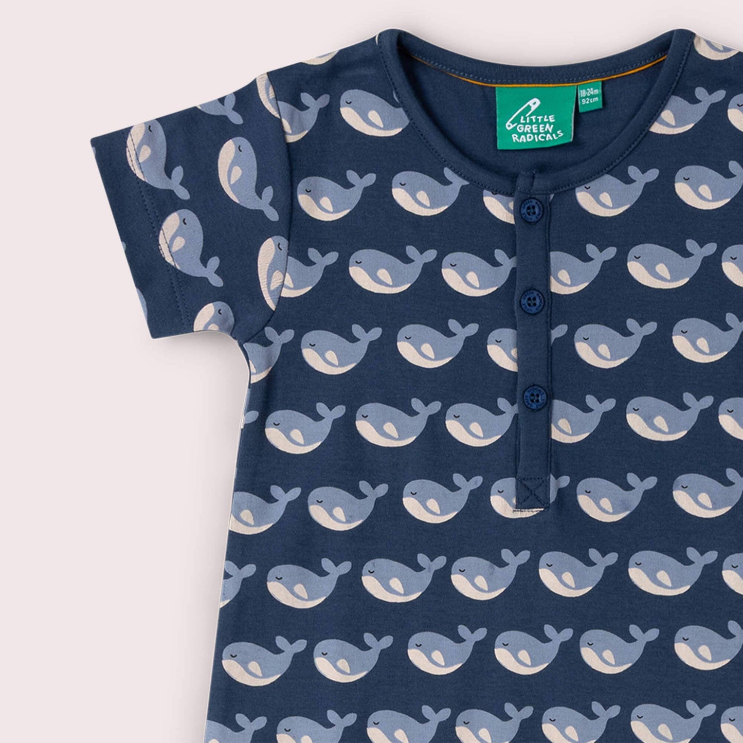 Organic Cotton Short Romper - Whales | Little Green Radicals