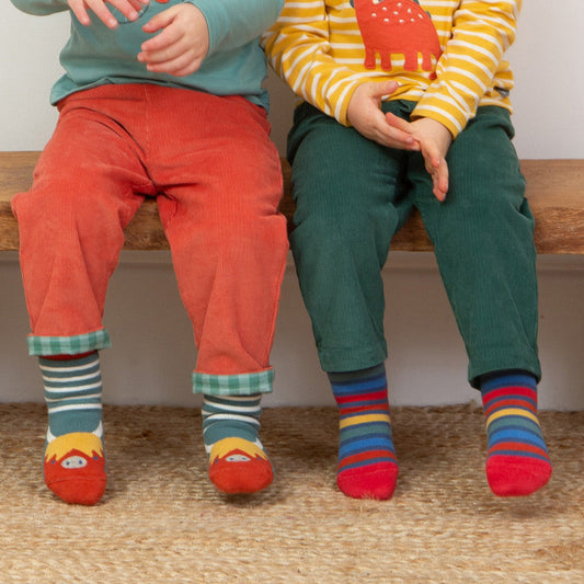 Kite Clothing Organic Boys' Grippy Socks 2-Pack- Lunar Ox & Stripe