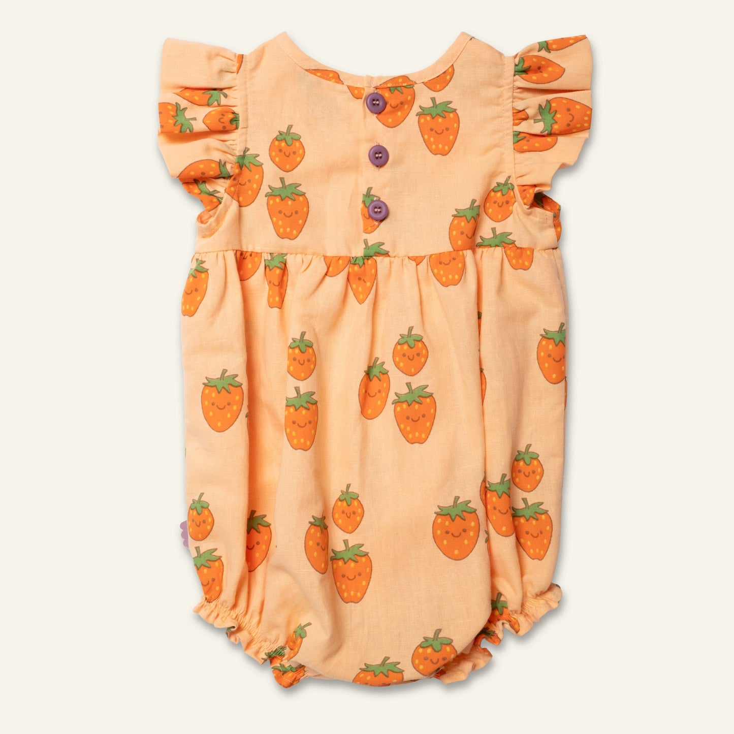 Linen Ruffle Romper - Strawberry