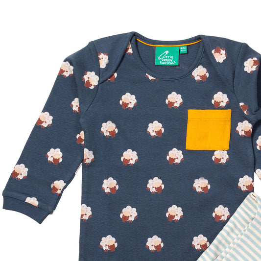 Little Green Radicals Kids' Organic Long- Sleeved T-shirt & Jogger Playset- Sleeping Sheep