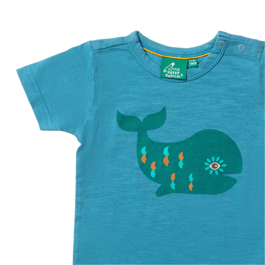 Little Green Radicals Organic Short-sleeved t-shirt- blue whale