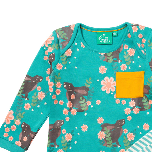 Little Green Radicals Organic Kids' Long-Sleeved T-shirt & Jogger Playset- Winter Rabbits