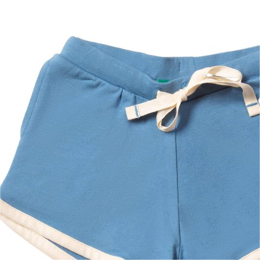 Little Green Radicals Organic Track shorts- blue