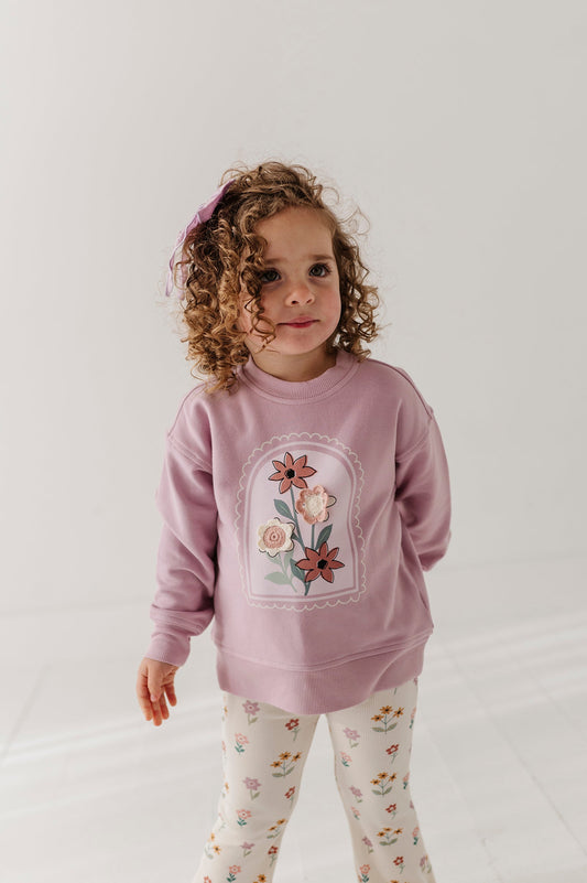 Bamboo Boxy Sweatshirt - Crochet Flower