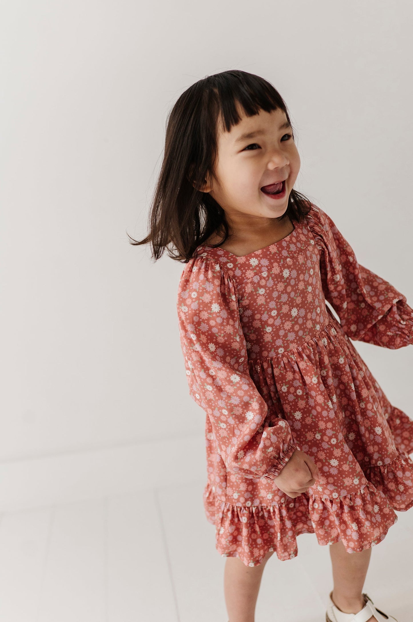 Viscose Long Sleeve Dress - Tiny Petals