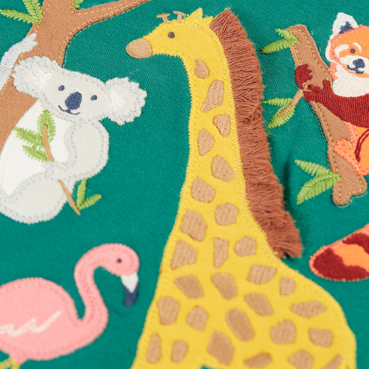 Frugi Organic Cotton Long Sleeve T-Shirt - Zoo Animals Appliqué