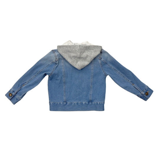 Hooded Denim Jacket - Mid Blue Wash