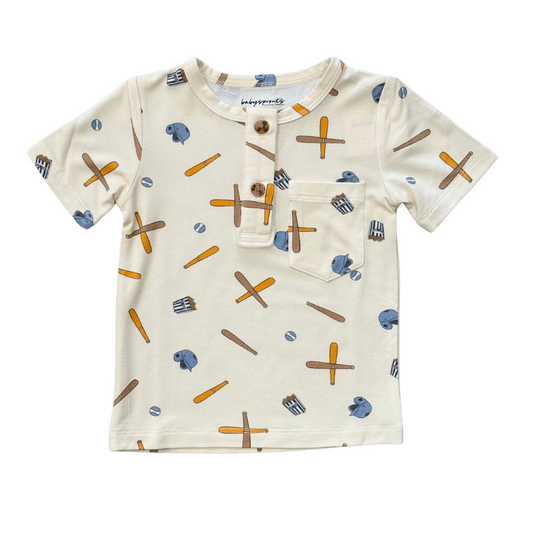 Bamboo Viscose Boys' Short Sleeve Henley Shirt | Babysprouts