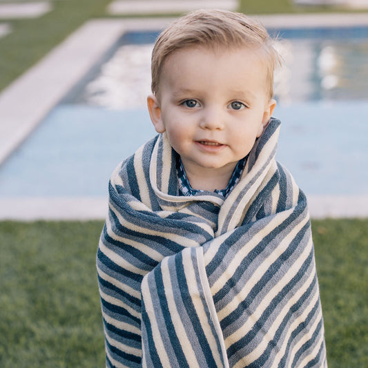Mebie Baby organic cotton Beach Towel- blue stripe