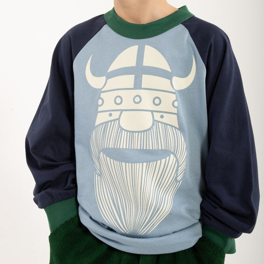 Danefae Long Sleeved Cotton Boys' Raglan Viking T-Shirt- Erik