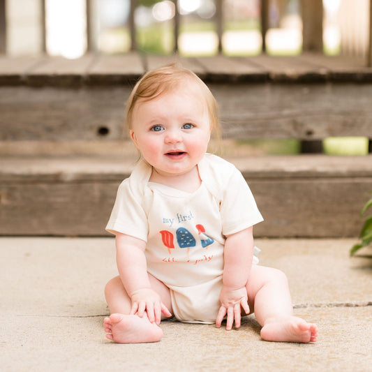 Finn + Emma organic Short-sleeved bodysuit- popsicles*