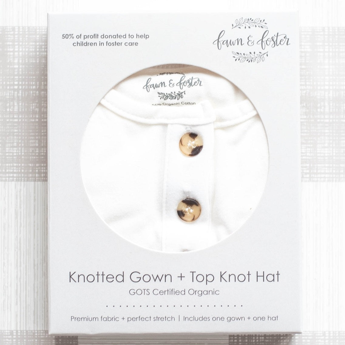 Fawn & Foster Knotted gown & top knot hat - sugar white