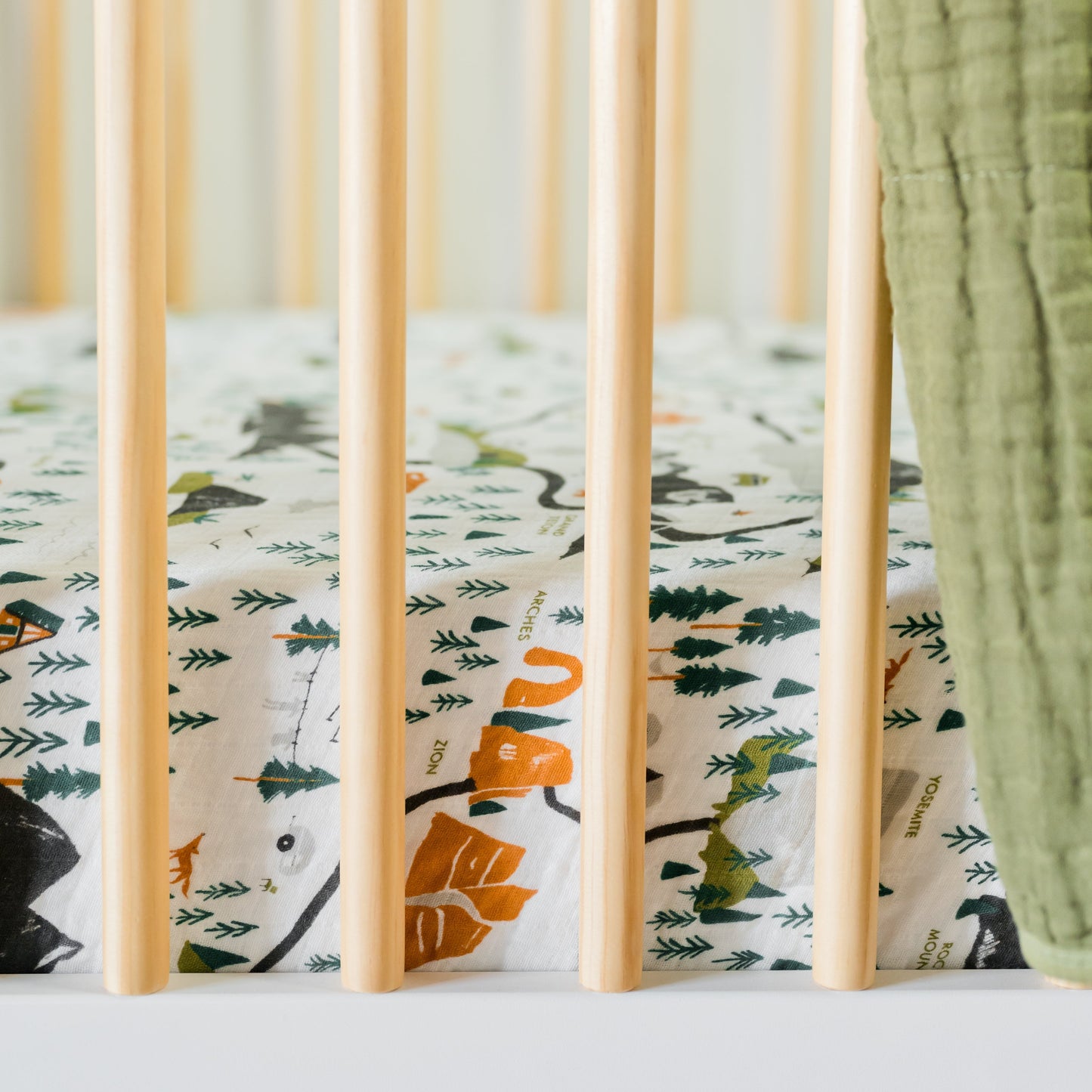 Cotton Muslin Crib Sheet - National Parks