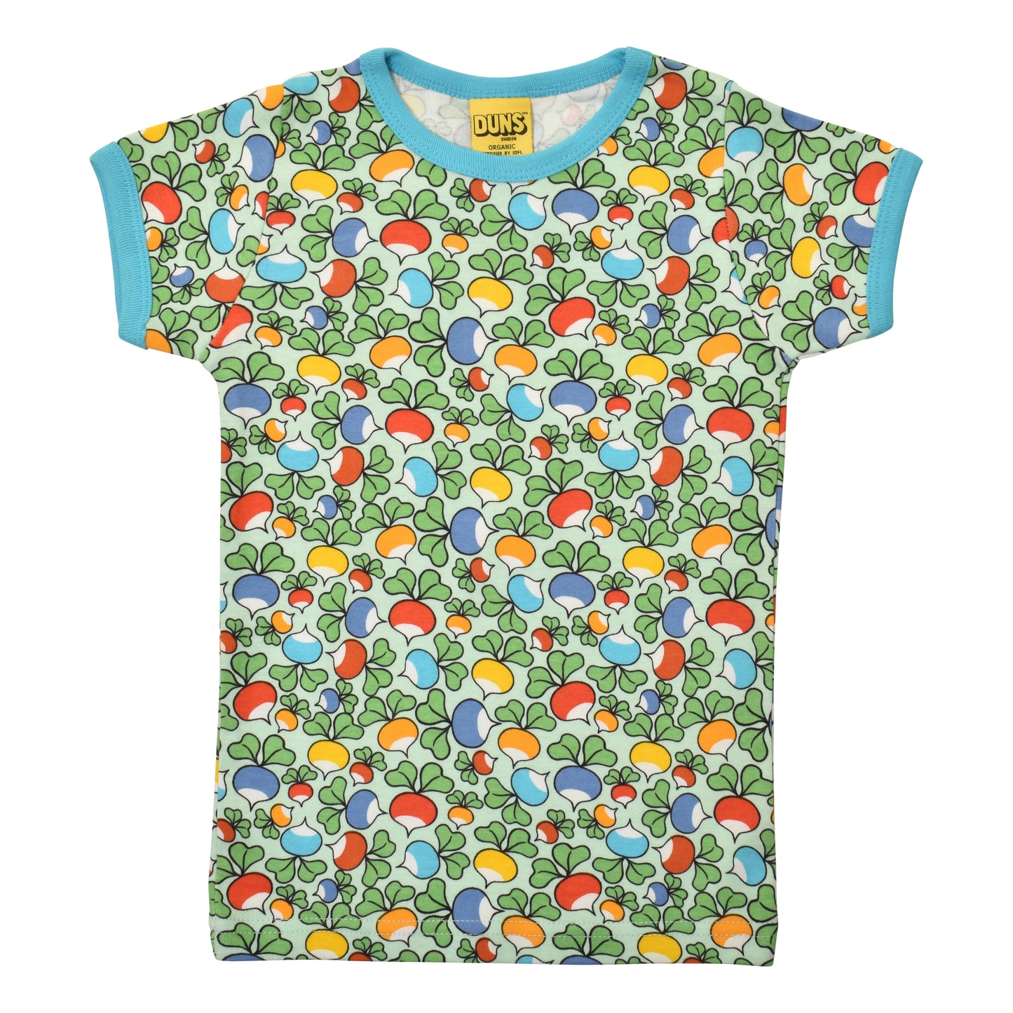 Kids Organic Cotton Short Sleeve Tee - Jumbled Radish Blue | DUNS Sweden