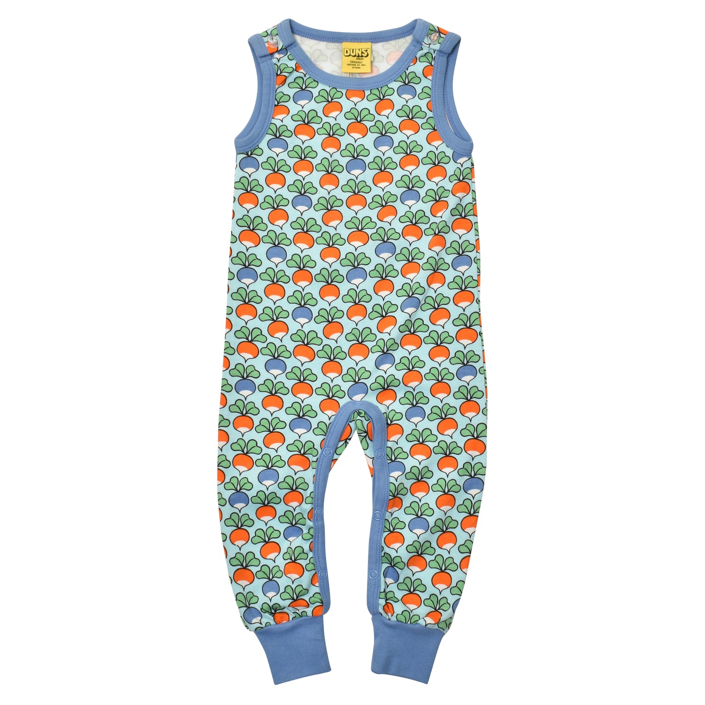 Baby Organic Cotton Overalls - Multi-Radish Blue | DUNS Sweden