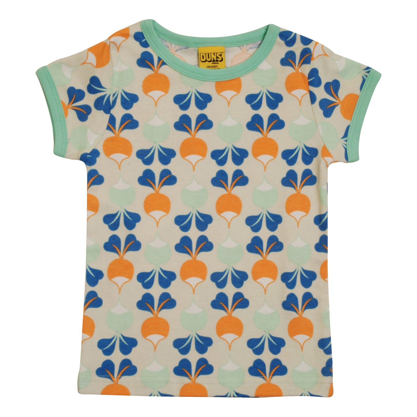 DUNS Sweden Organic Kids' Short Sleeve Top- Big Radish, Hushed Green