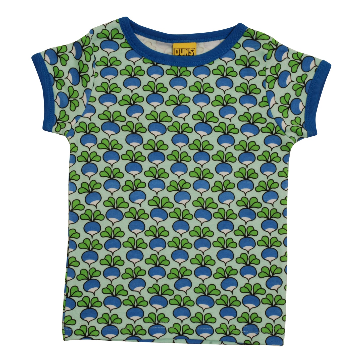 DUNS Sweden Organic Kids' Short Sleeve Top- Radish, Beach Glass