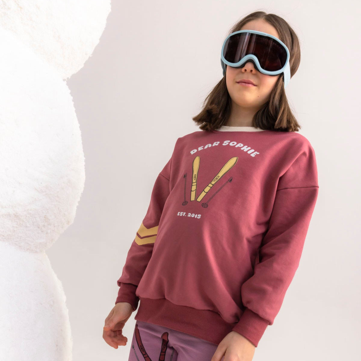 Dear Sophie Organic Kids' Sweatshirt- Ski, Dark Red