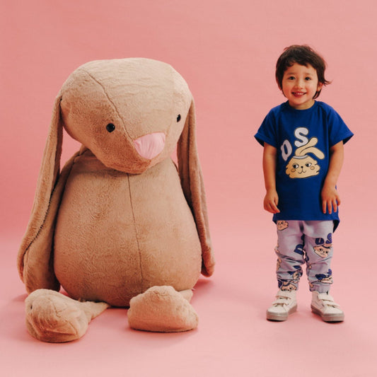 Boy wearing Short sleeve t-shirt- bunny navy