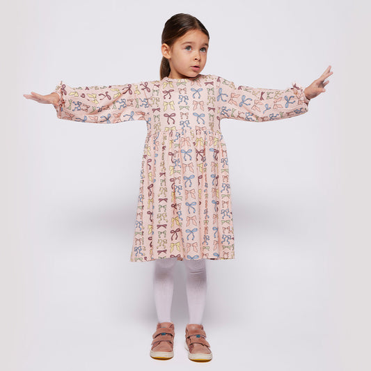 Smafolk Organic Cotton Long Sleeve Dress - Bows