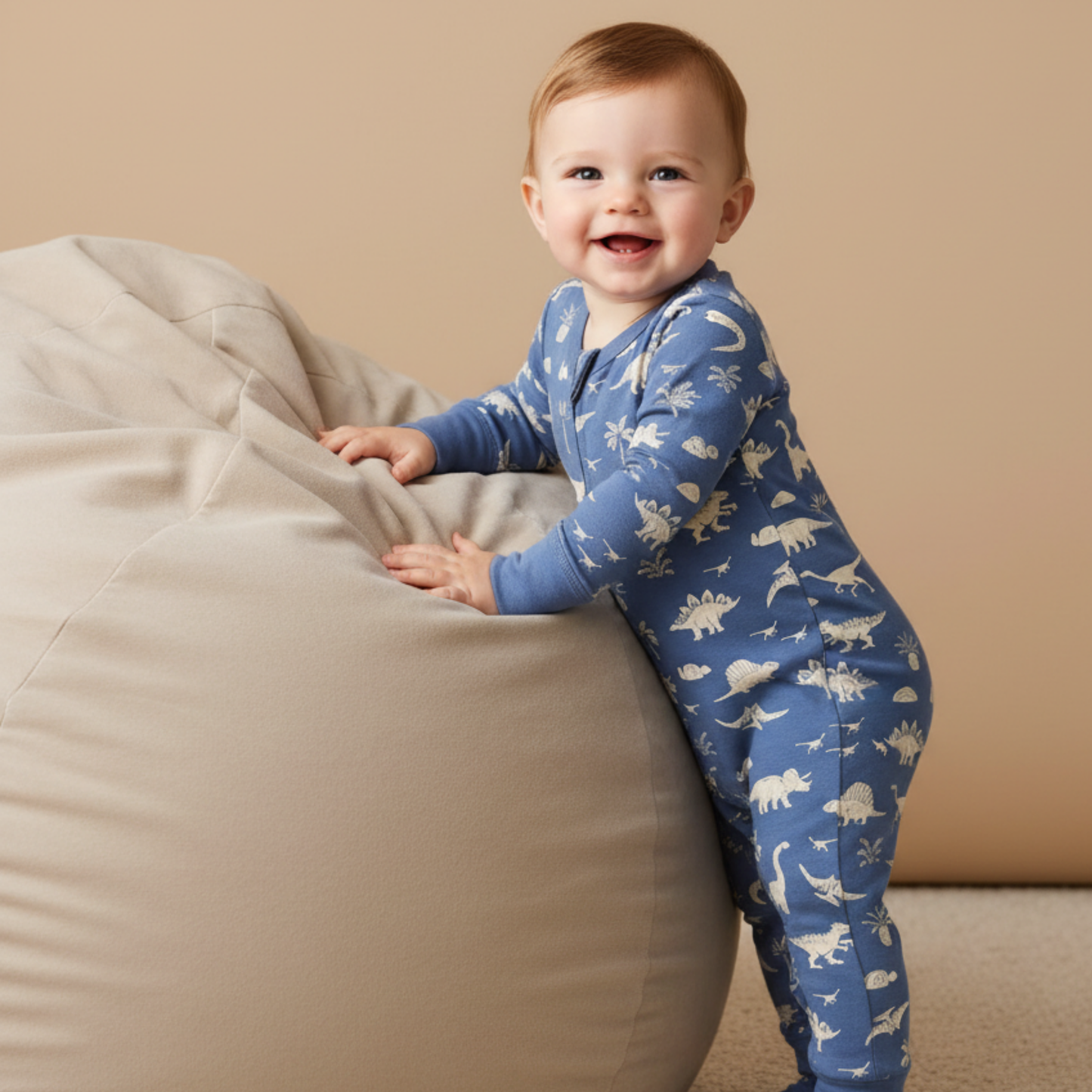Organic Cottom 2-Way Zip Romper - Dino
