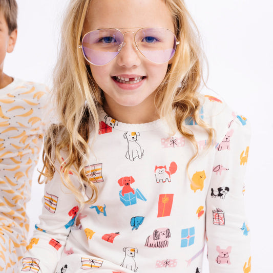 DoDo Banana Organic Pima Cotton Girls' Nightgown- Puppy Party