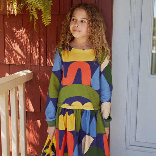 Mon Coeur Organic Cotton Long Sleeve Dress - Fall Shapes