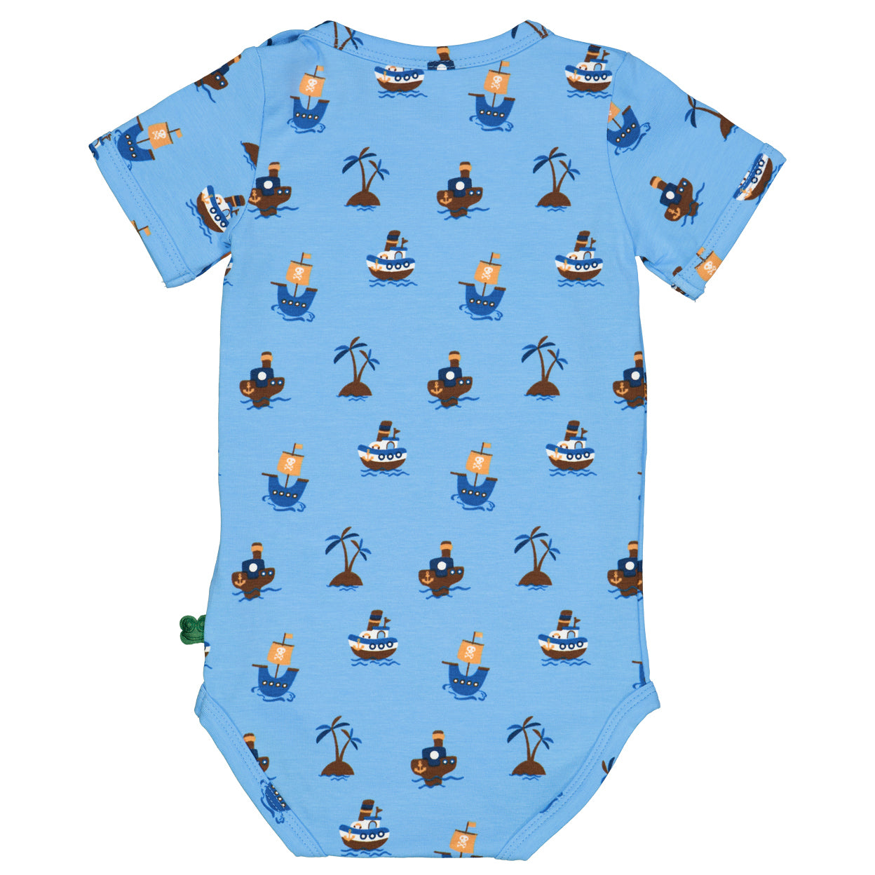 Fred's World organic Bodysuit- blue pirate ship, back