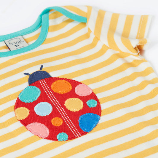 Girls Organic Cotton Short Sleeve Tee - Ladybug Appliqué | Frugi