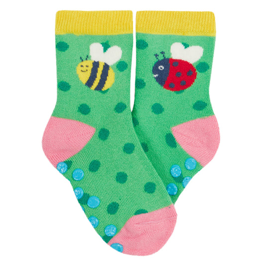 Frugi organic 2-pack grippy socks- strawberry/bee