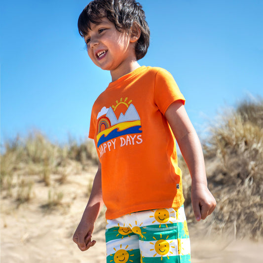 Frugi Organic Cotton Tee- Happy Days Appliqué