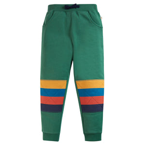 Frugi organic Knee patch jogger- green/rainbow