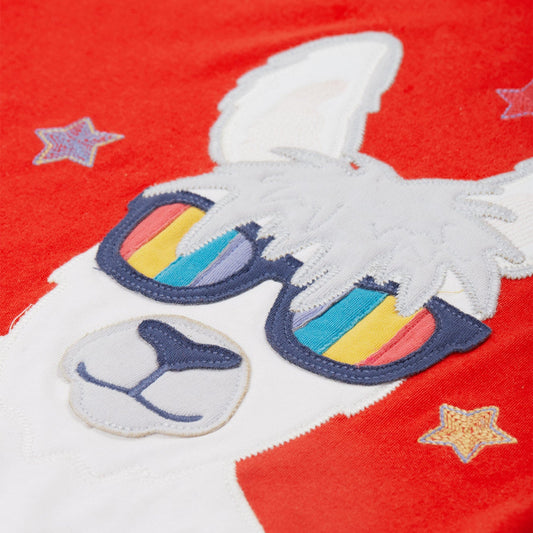 Frugi Organic Short-sleeved t-shirt- llama appliqué