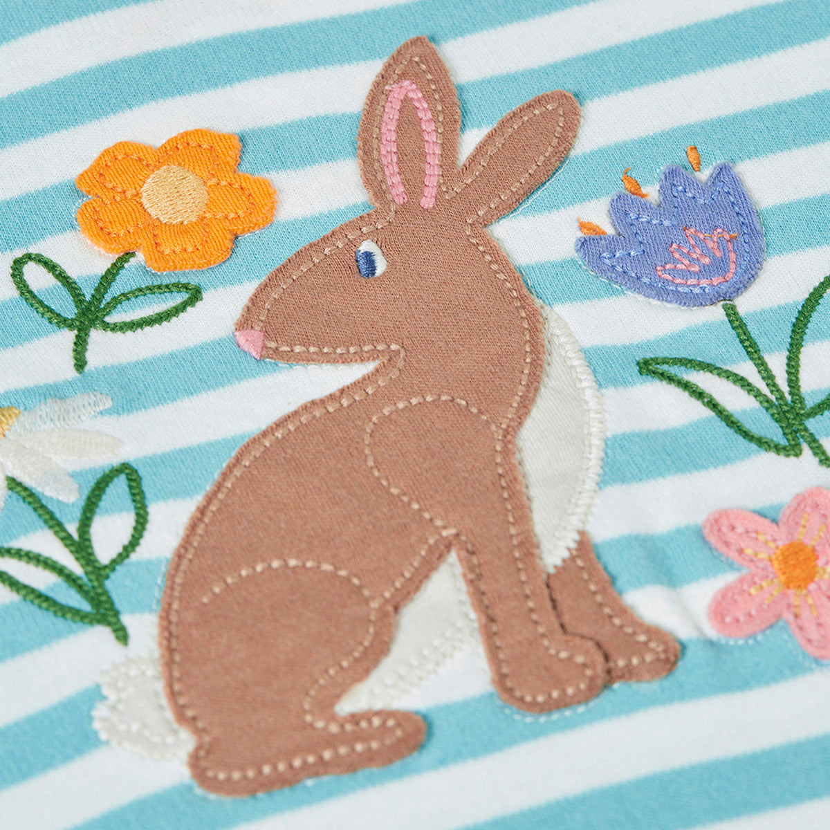 Girls Organic Cotton Bunny Appliqué A-Line Short Sleeve Tee | Frugi