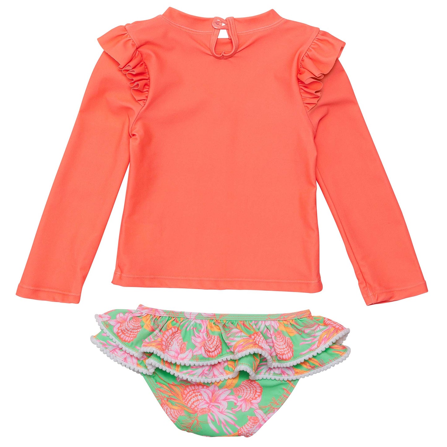 Snapper Rock Sustainable Girls' Ruffle Swim Set- Coastal Shells