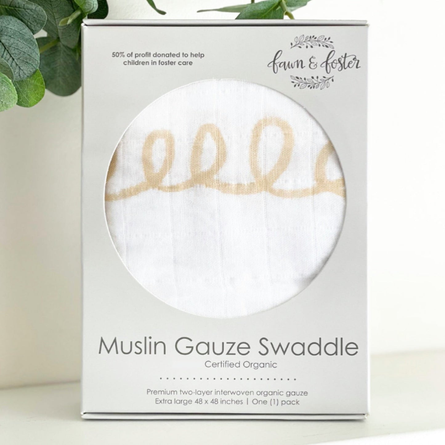 Fawn & Foster organic Muslin gauze swaddle blanket- haven