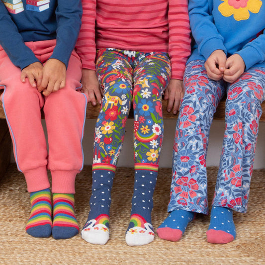 Kite Clothing Organic Girls' 3-Pack Socks- Rainbow Swan, Dot & Stripe