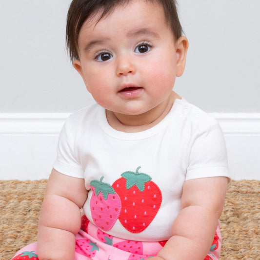 Organic Cotton Baby Bodysuit Short Sleeve Strawberry | Kite Clothing