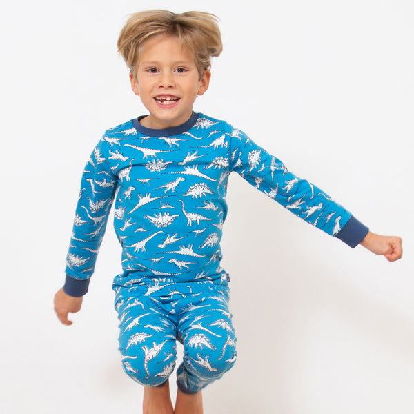 Boy wearing Kite organic Dinosaur pajamas