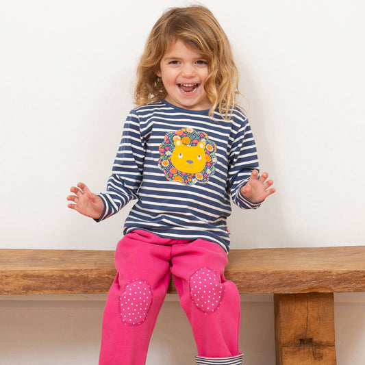 Girl wearing Kite organic Darling dot joggers