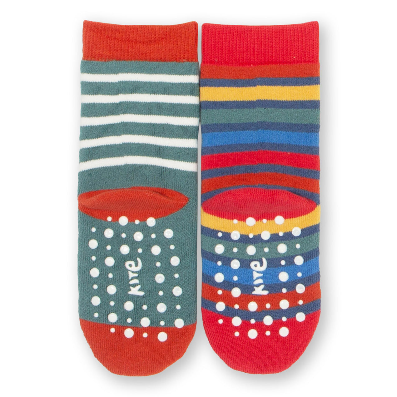 Kite Clothing Organic Boys' Grippy Socks 2-Pack- Lunar Ox & Stripe