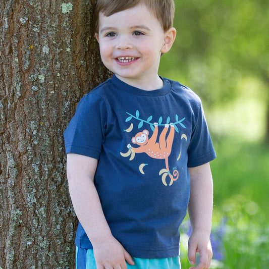 Boy wearing Kite Clothing Organic Short-sleeved t-shirt- monkey munch