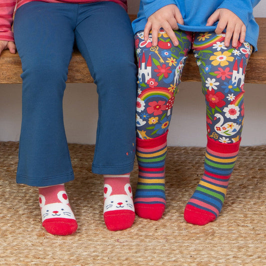 Kite Clothing Organic Girls' Grippy Socks 2-Pack- Mouse Pink